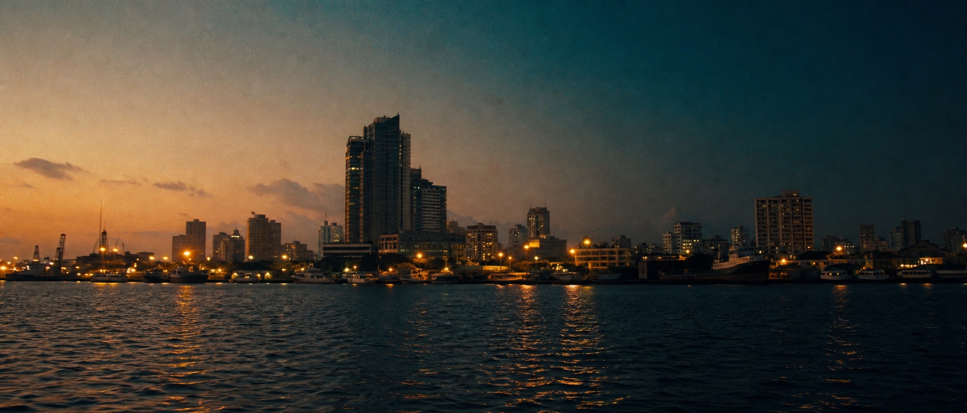 Karachi port at dusk near UAL's Pakistan office in DHA Phase VII